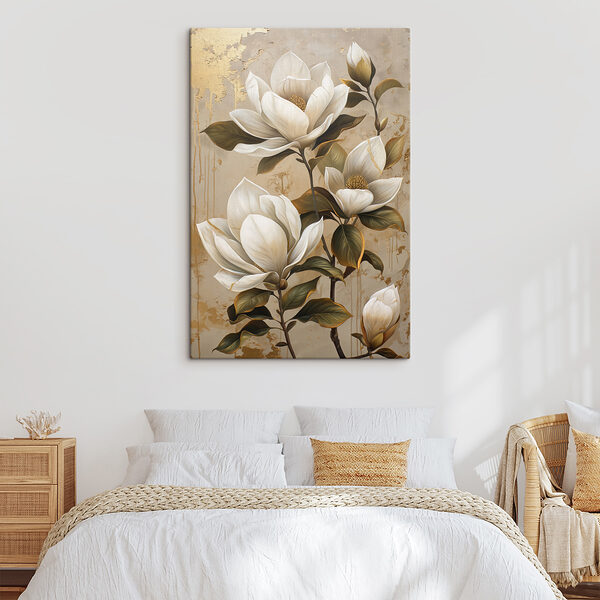 Schilderij van witte bloemen Schilderij van witte bloemen