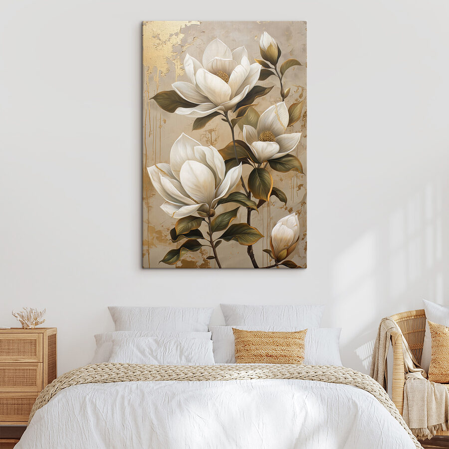 Schilderij van witte bloemen