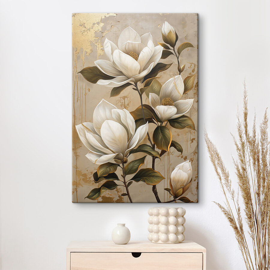 Schilderij van witte bloemen