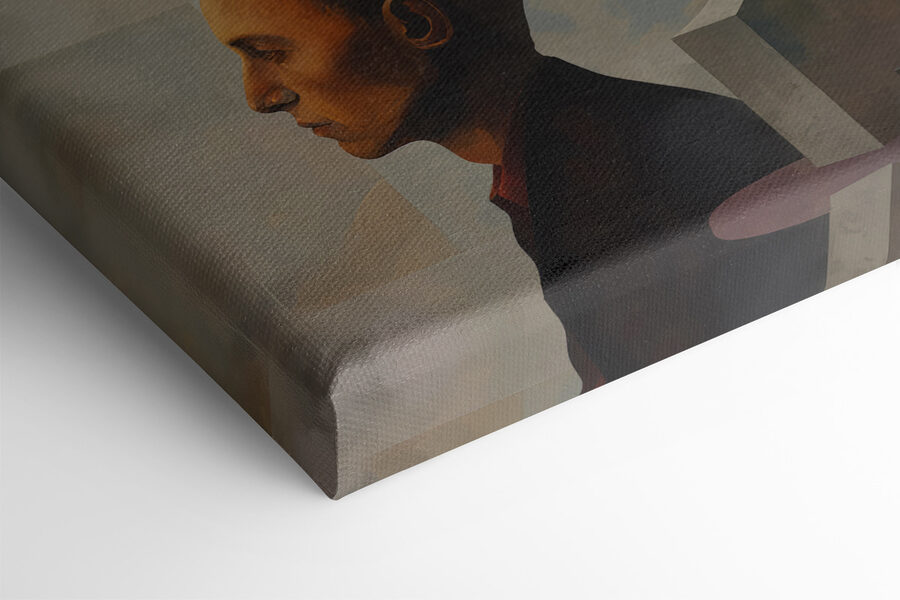Schilderij van een man op een muur