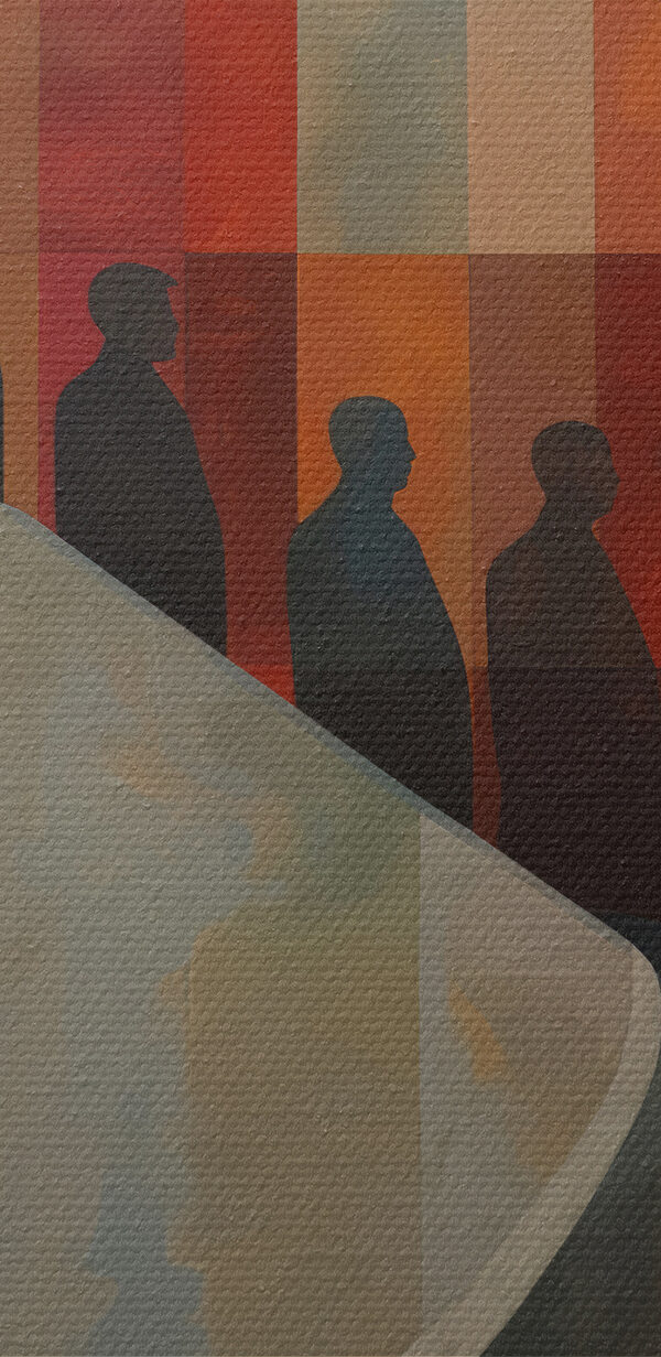 Schilderij van een man op een muur Schilderij van een man op een muur