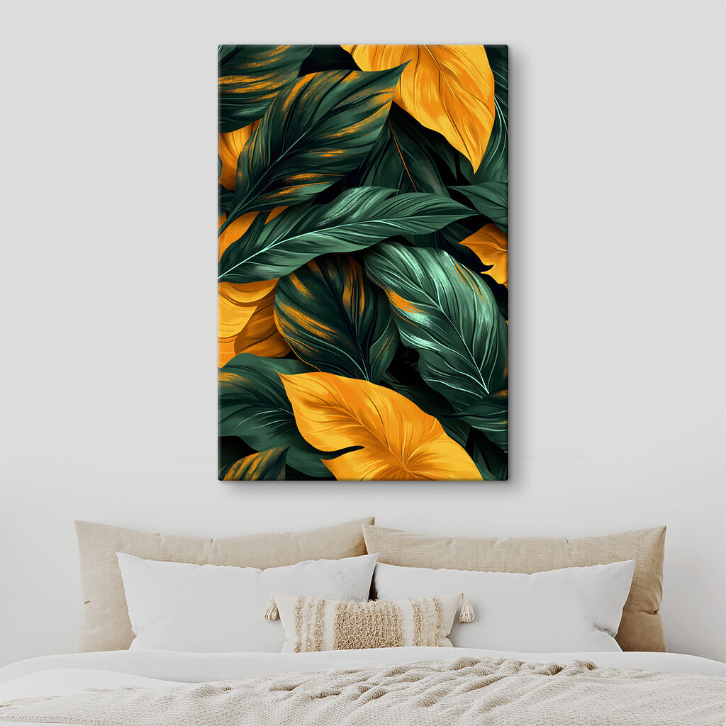 Close up of green and yellow leaves