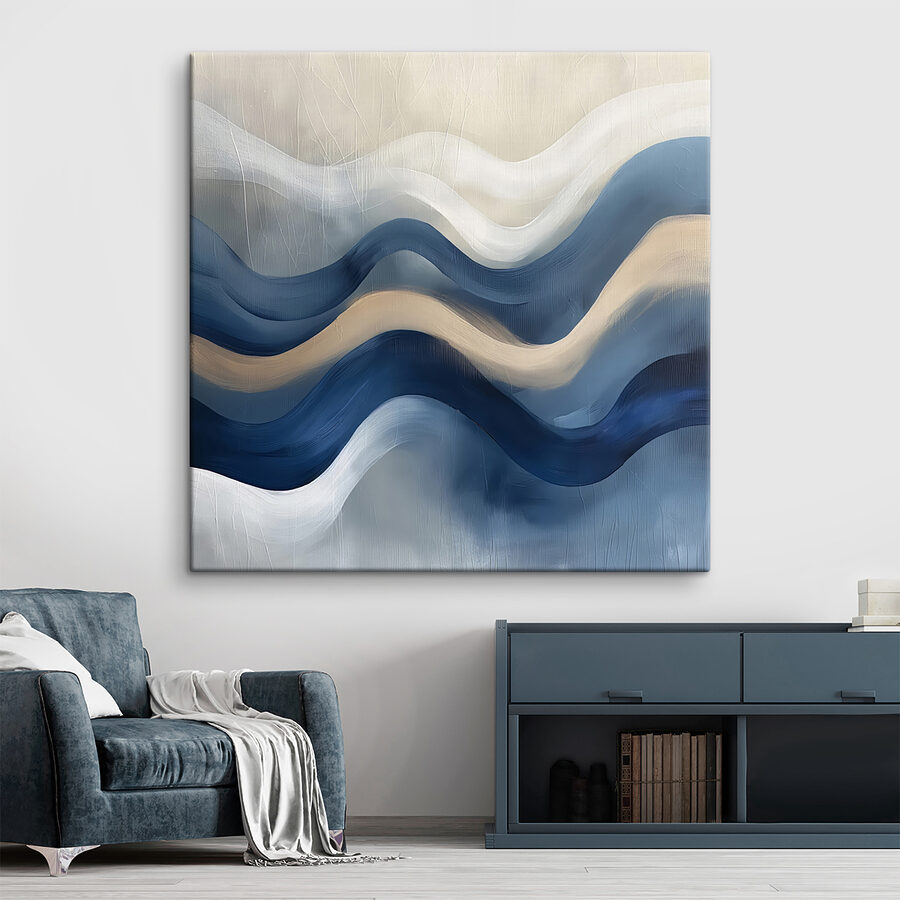 Blauwe en witte golvende lijnen Blauwe en witte golvende lijnen