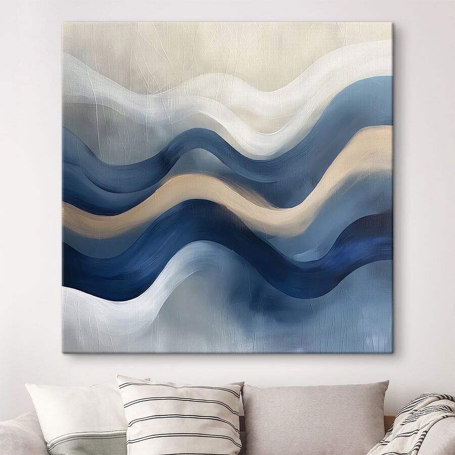 Blauwe en witte golvende lijnen Blauwe en witte golvende lijnen