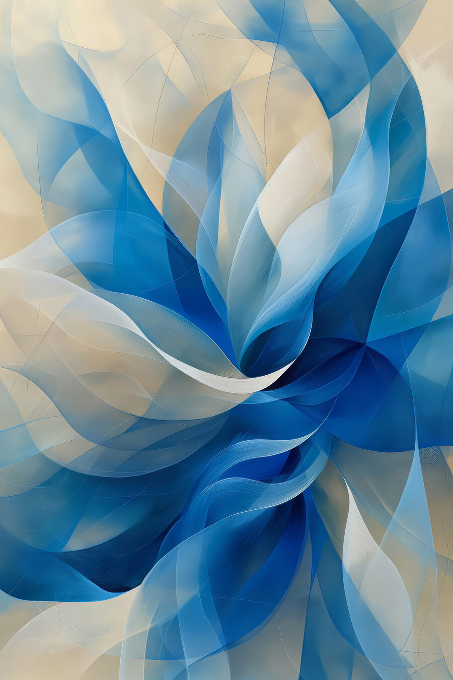 Blauw met witte bloem