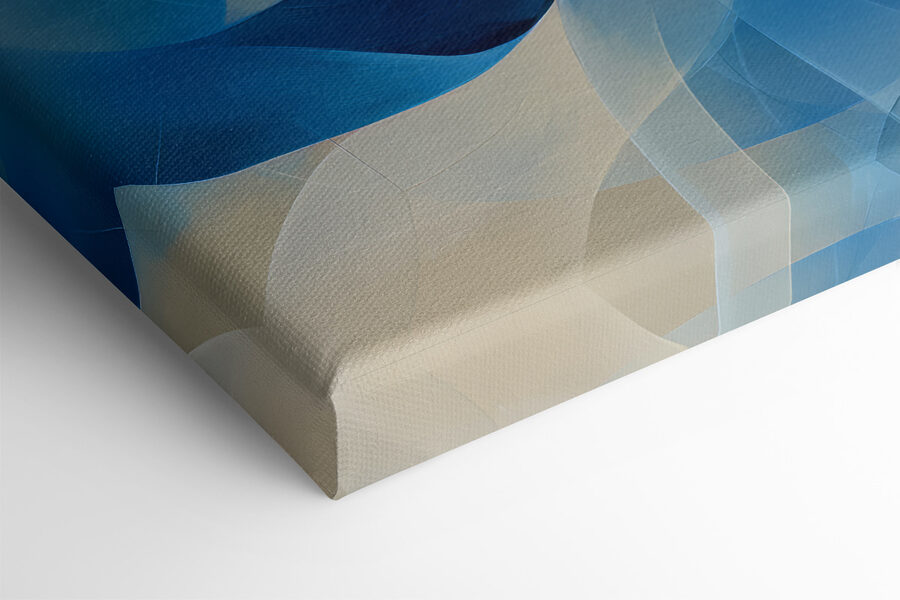 Blauw met witte bloem