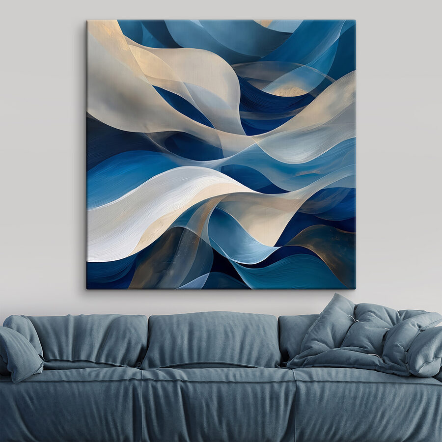 Blauwe en witte golvende lijnen Blauwe en witte golvende lijnen