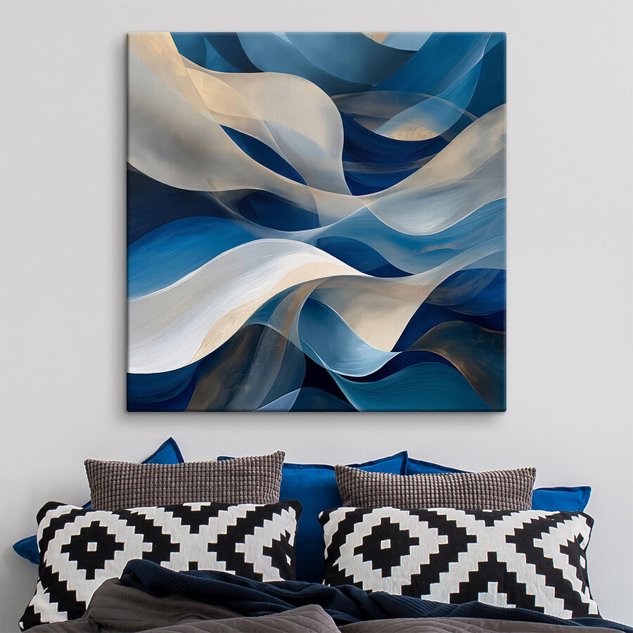 Blauwe en witte golvende lijnen Blauwe en witte golvende lijnen