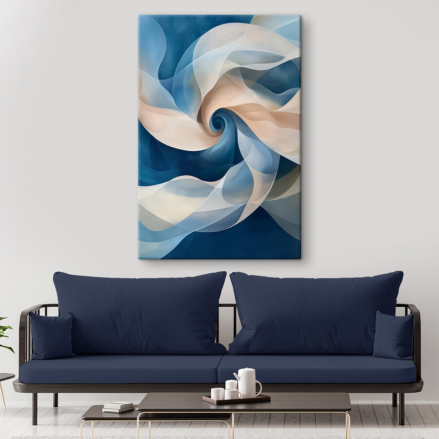 Blauw en wit zwierig patroon