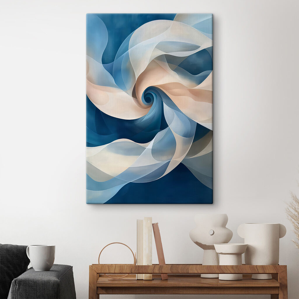 Blue and white swirly pattern