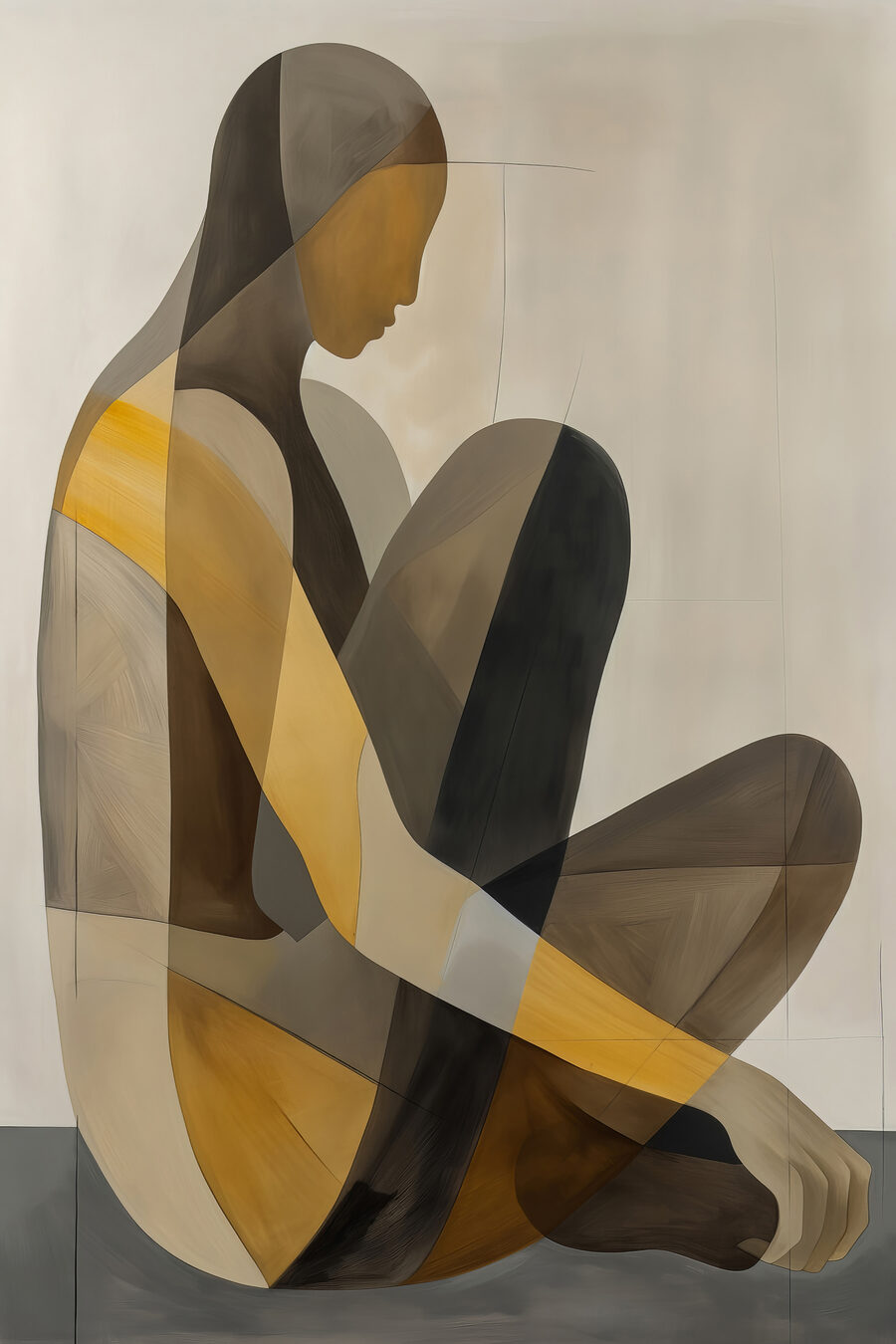 Schilderij van een zittende vrouw Schilderij van een zittende vrouw