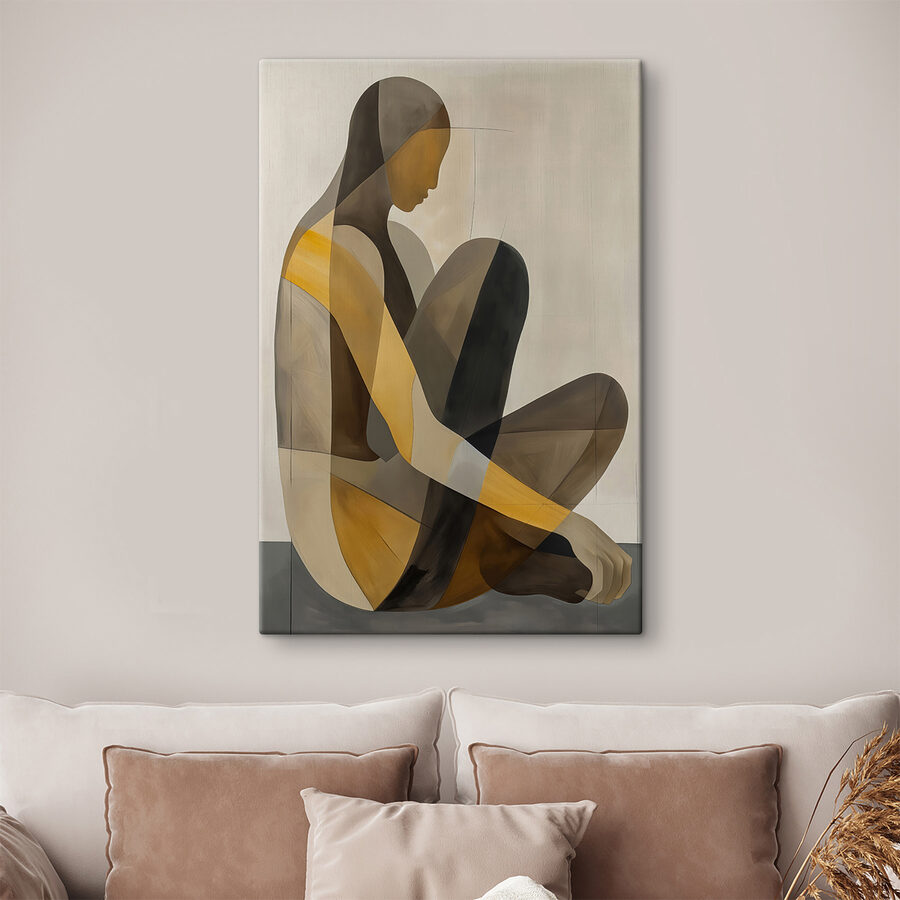 Schilderij van een zittende vrouw Schilderij van een zittende vrouw