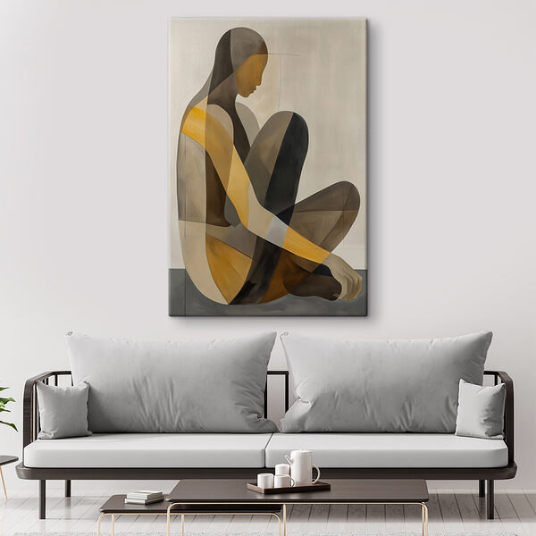 Schilderij van een zittende vrouw Schilderij van een zittende vrouw