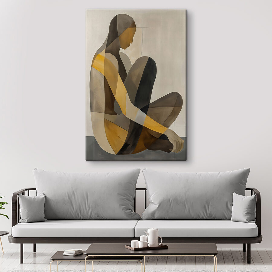 Schilderij van een zittende vrouw Schilderij van een zittende vrouw