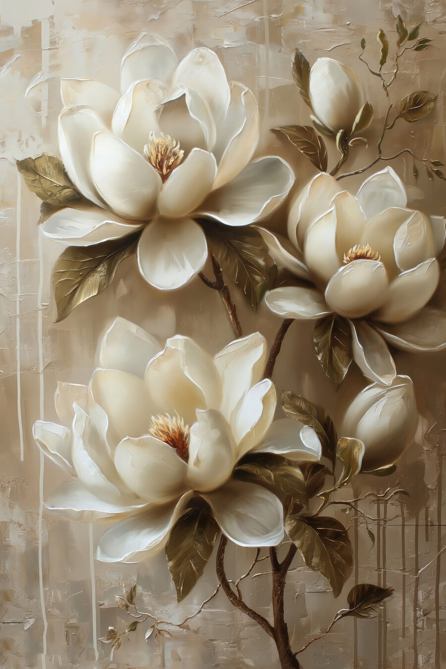 Schilderij van witte bloemen