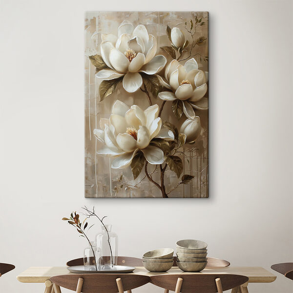 Schilderij van witte bloemen Schilderij van witte bloemen