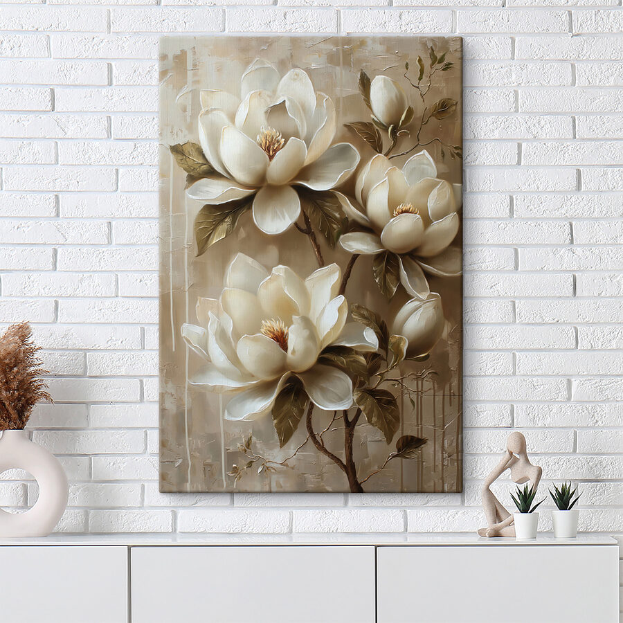 Schilderij van witte bloemen