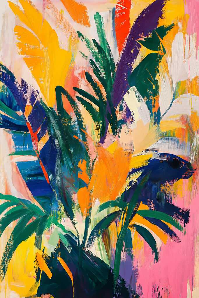 Painting of colorful leaves