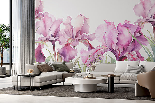 Rij paarse bloemen Rij paarse bloemen