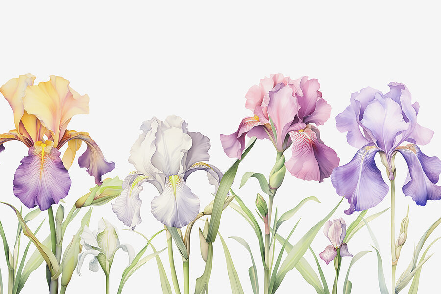 Rij kleurrijke bloemen