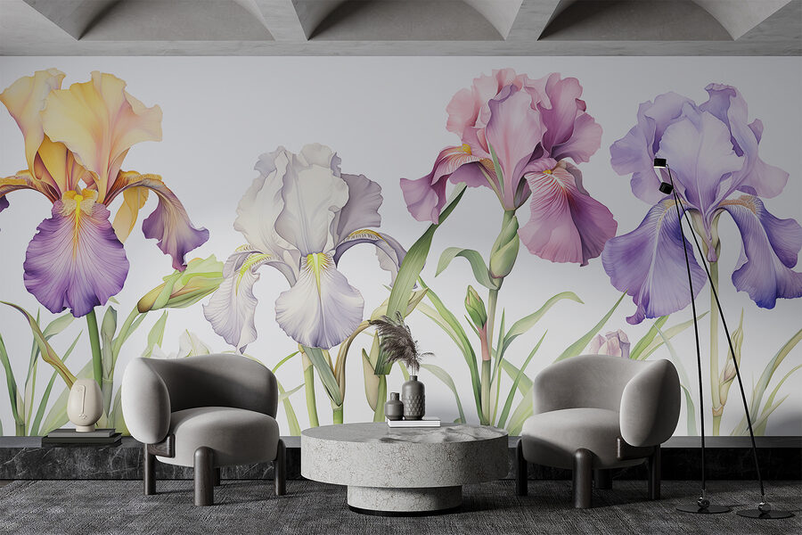 Rij kleurrijke bloemen