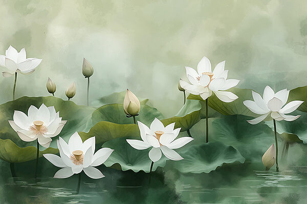 Groep witte bloemen en groene bladeren Groep witte bloemen en groene bladeren