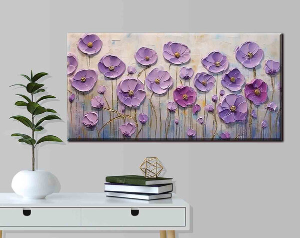 Schilderij van paarse bloemen Schilderij van paarse bloemen