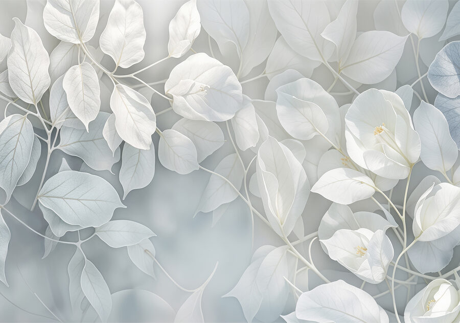 Fotobehang Close-up van witte bladeren - Afbeelding 7