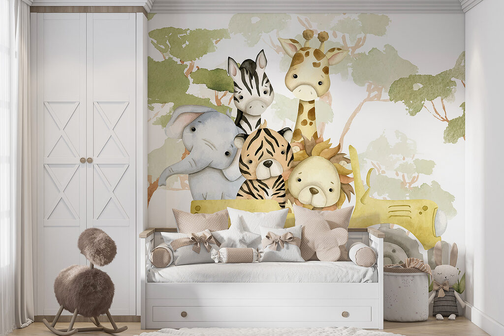 Group of animals in a yellow truck