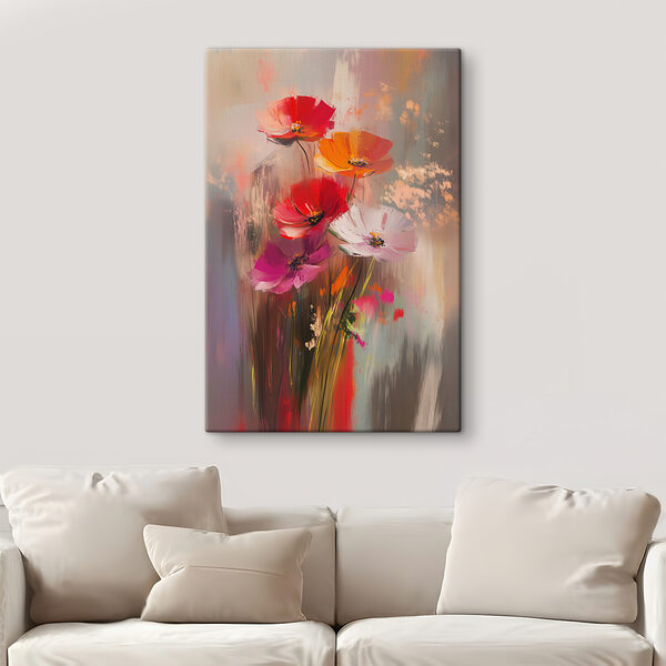 Schilderij van bloemen op een glazen oppervlak Schilderij van bloemen op een glazen oppervlak