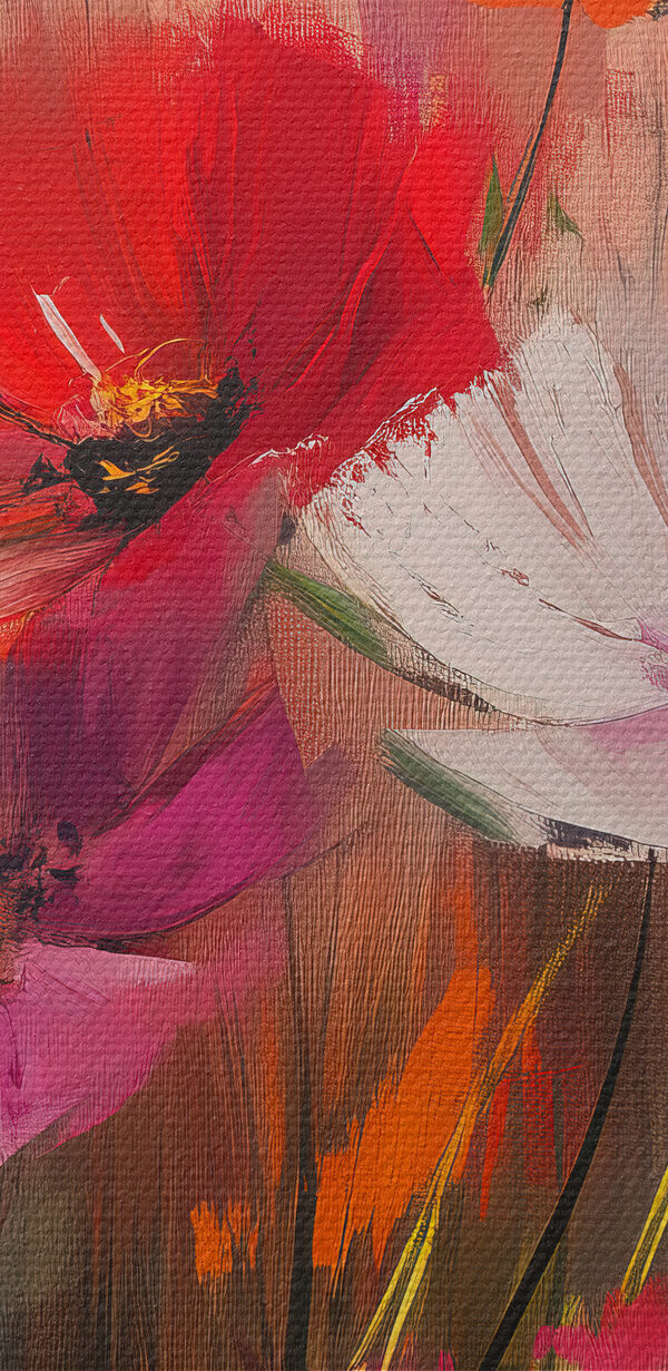 Schilderij van bloemen op een glazen oppervlak Schilderij van bloemen op een glazen oppervlak