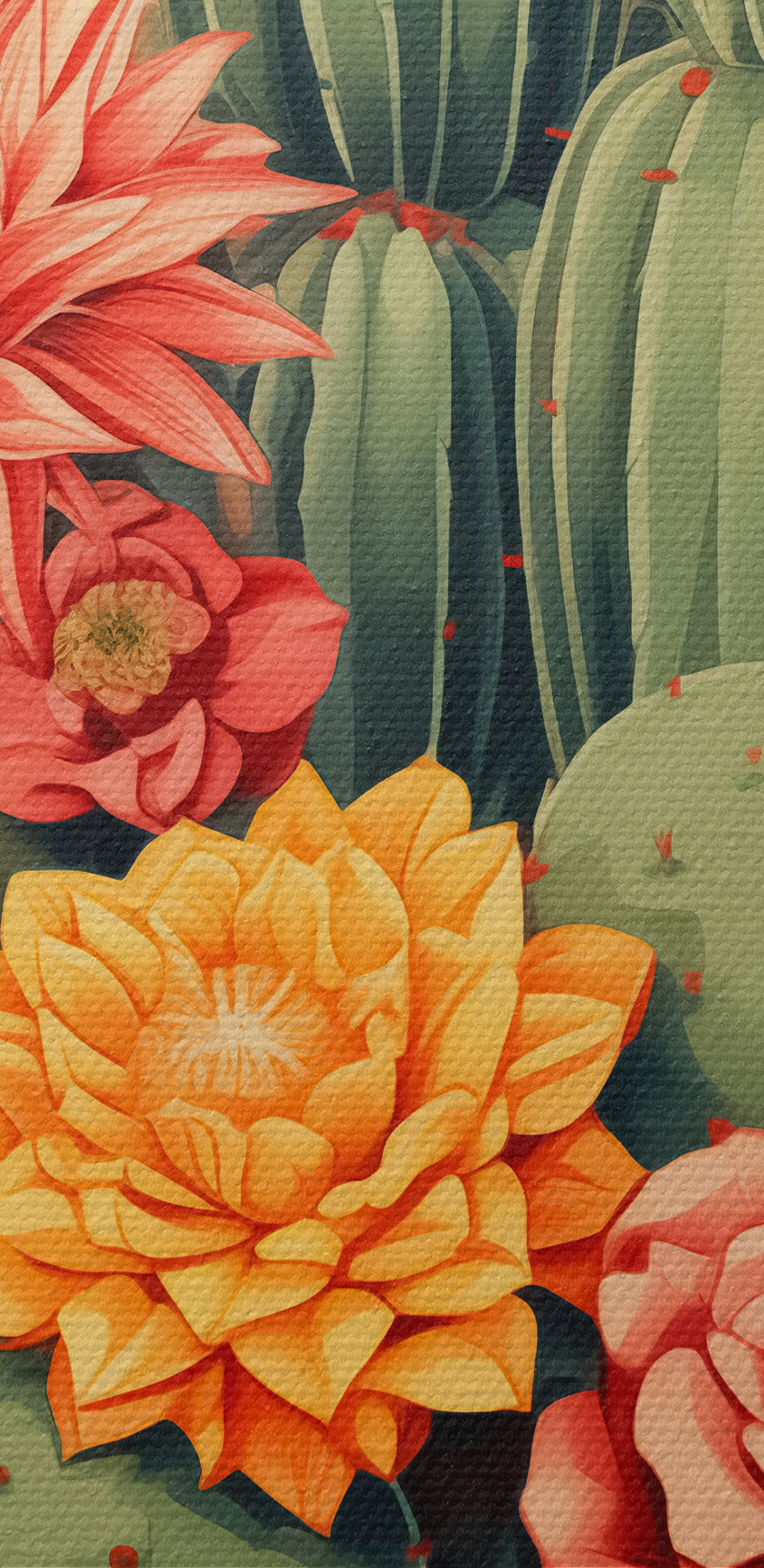 Cactus en bloemen in een pot