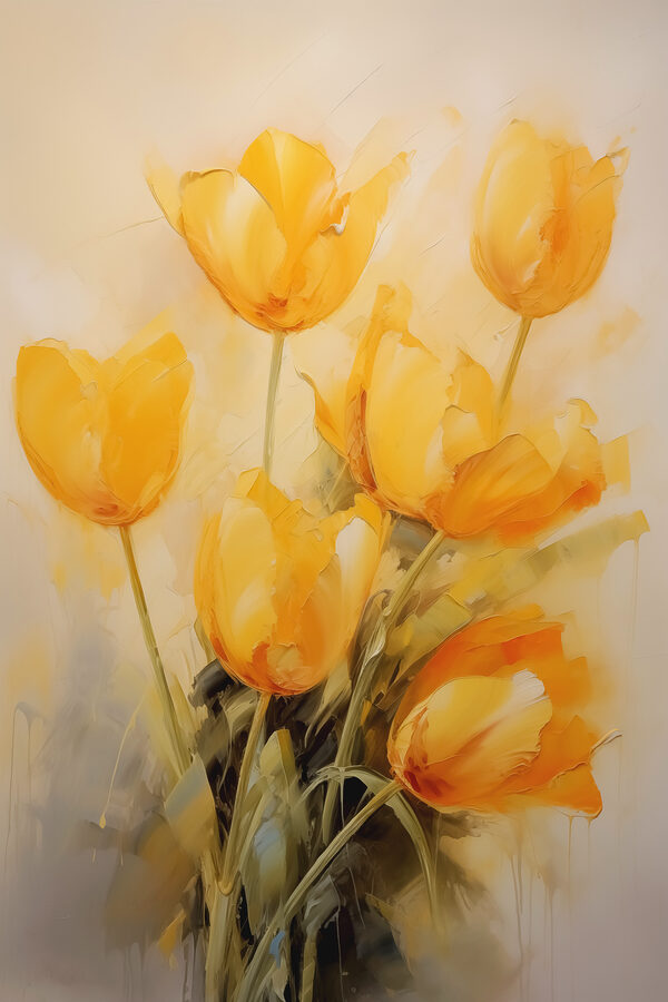 Schilderij van gele bloemen Schilderij van gele bloemen