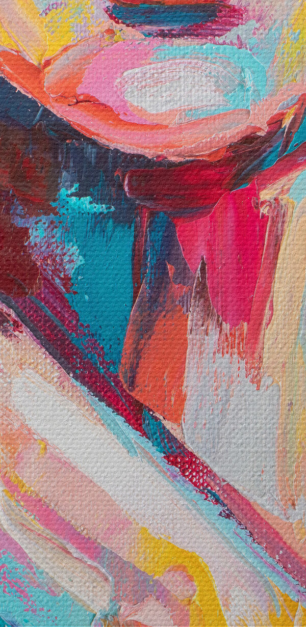 Schilderij van een vrouw met haar hand op haar schouder Schilderij van een vrouw met haar hand op haar schouder