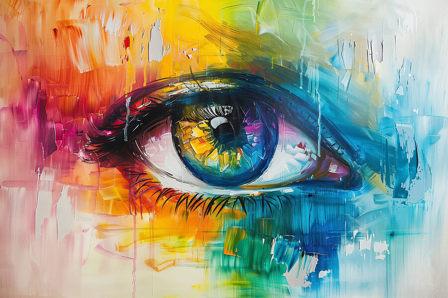 Kleurrijk schilderij van een oog Kleurrijk schilderij van een oog
