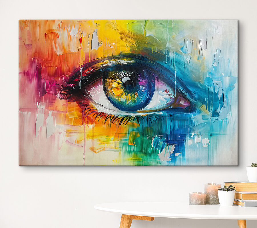 Kleurrijk schilderij van een oog Kleurrijk schilderij van een oog
