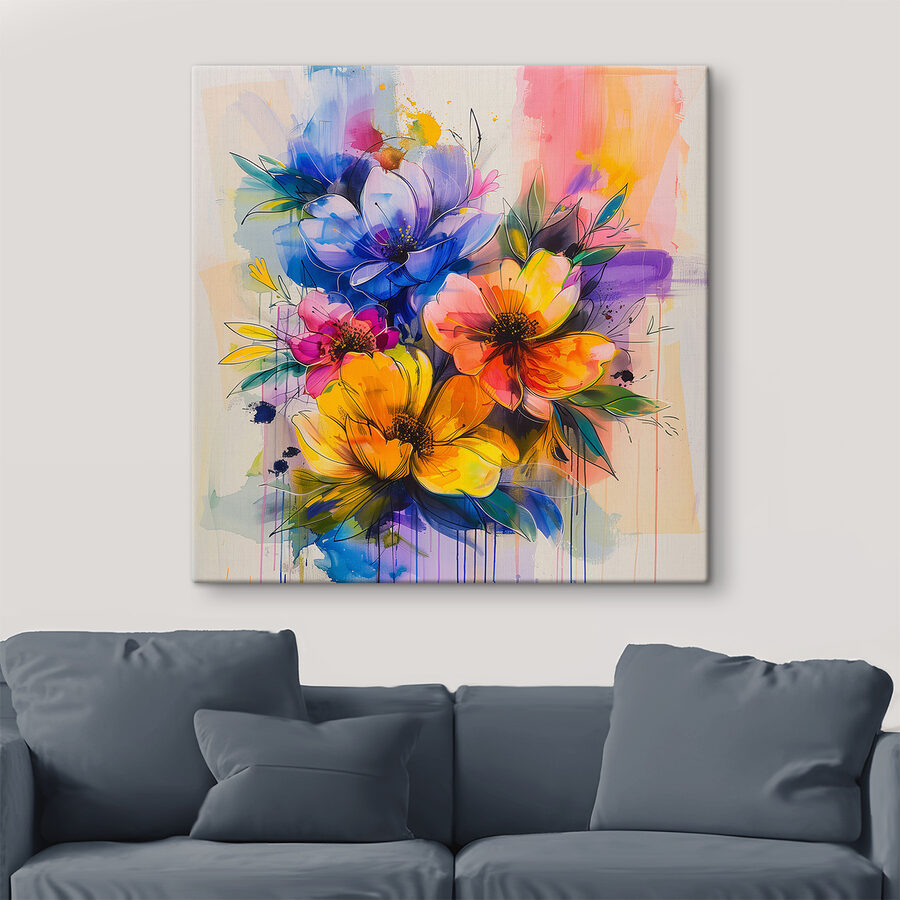 Schilderij van bloemen op een witte achtergrond
