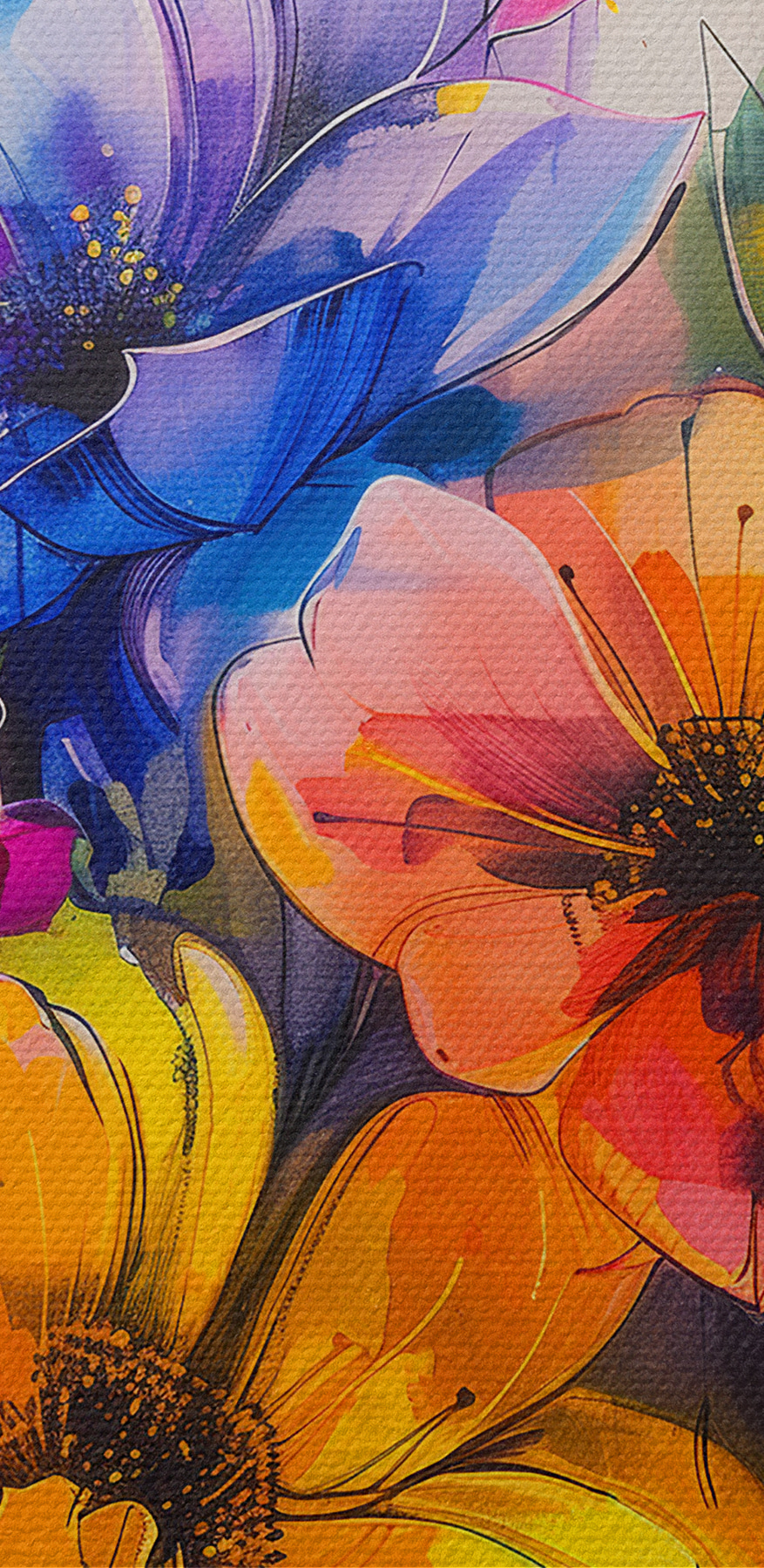 Schilderij van bloemen op een witte achtergrond