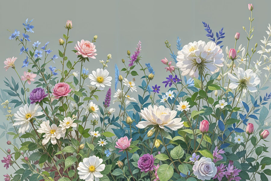 Canvas Schilderijen Groep bloemen en bladeren - Afbeelding 9