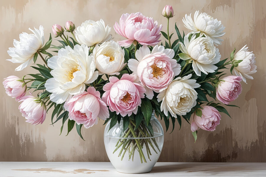 Vaas met bloemen op een tafel