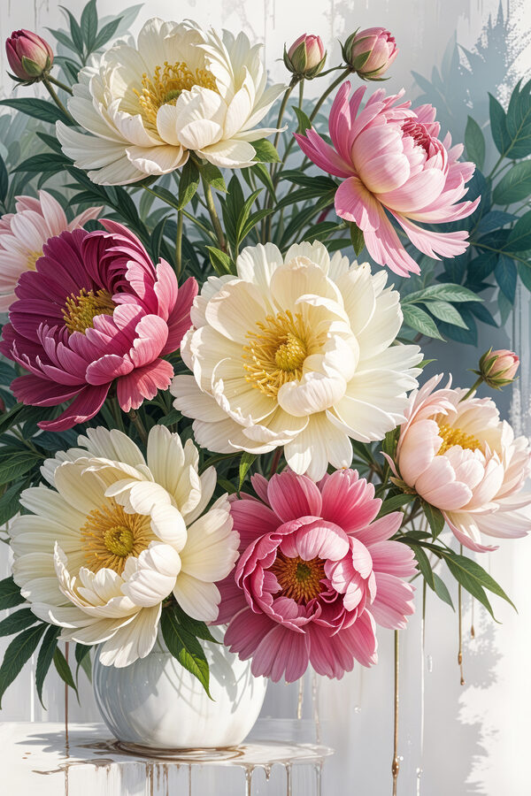 Boeket bloemen met bladeren Boeket bloemen met bladeren