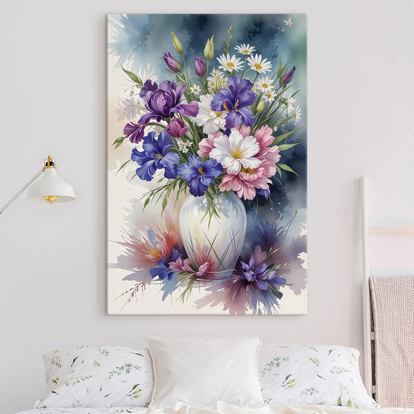 Schilderij van bloemen in een vaas Schilderij van bloemen in een vaas