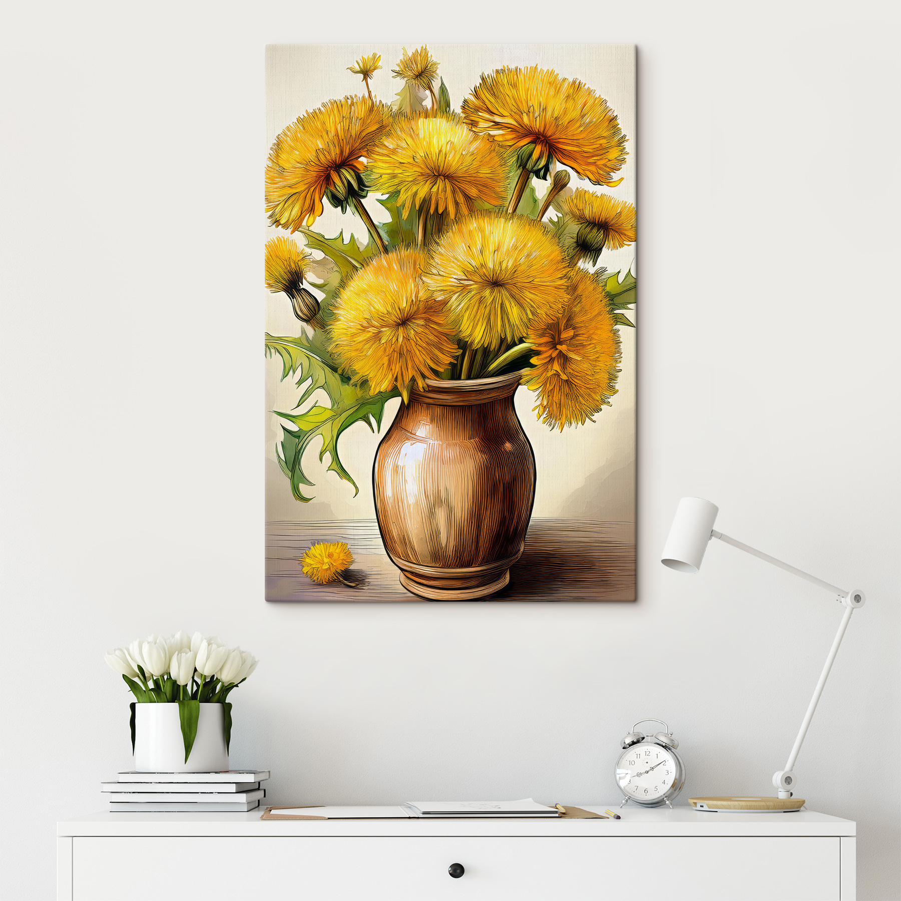 Yellow flowers in a vase