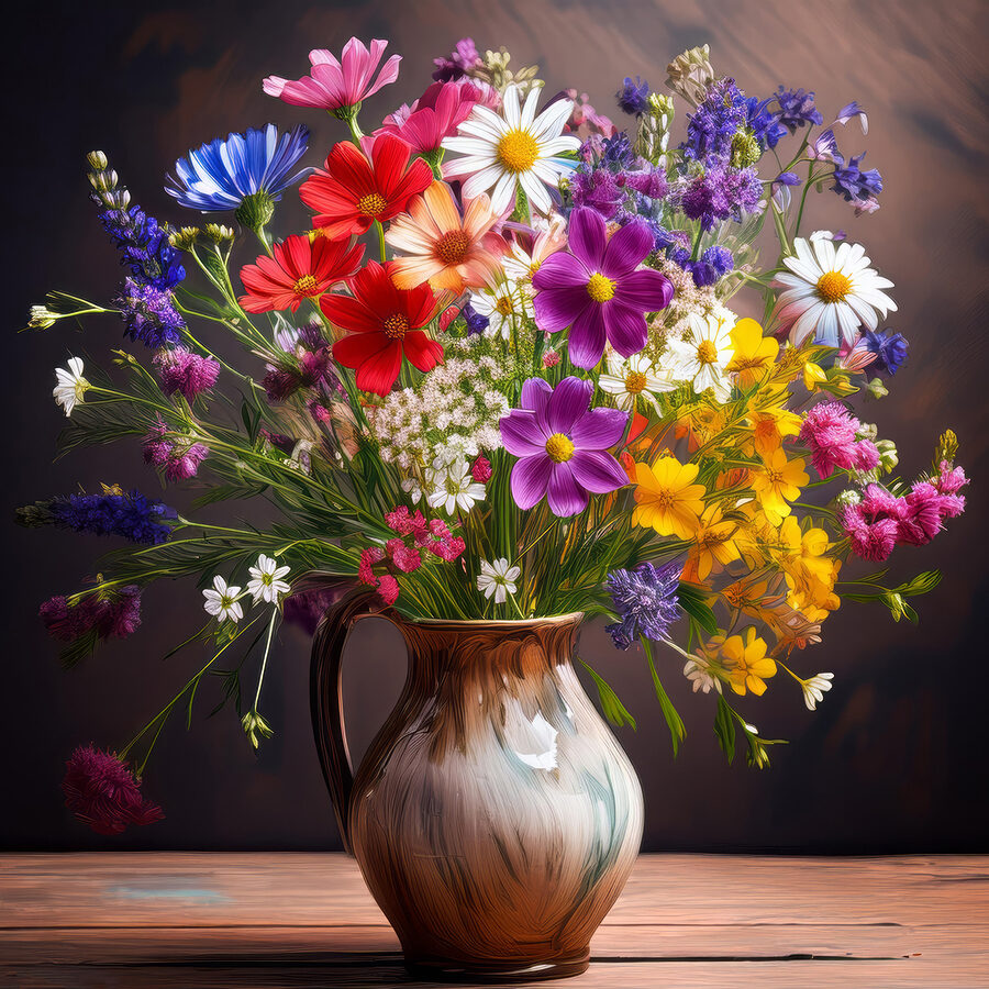 Vaas met bloemen op een tafel