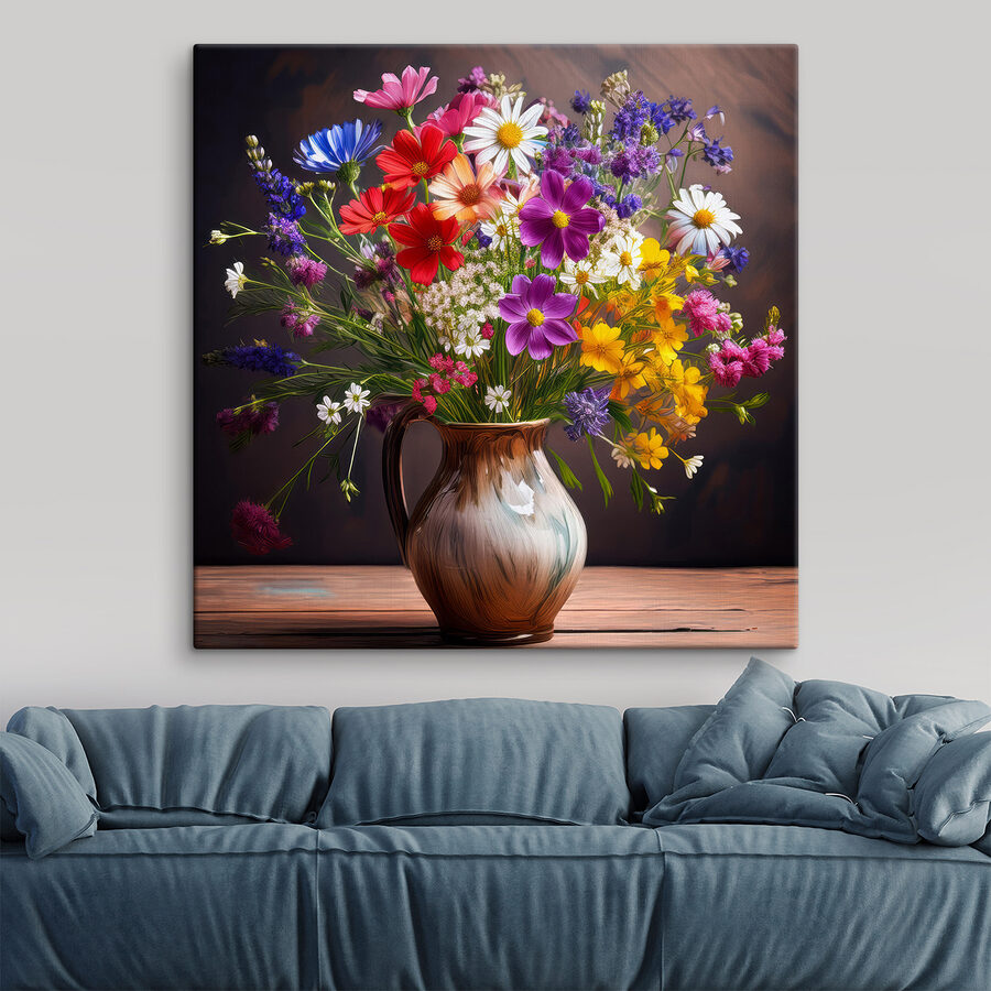 Vaas met bloemen op een tafel