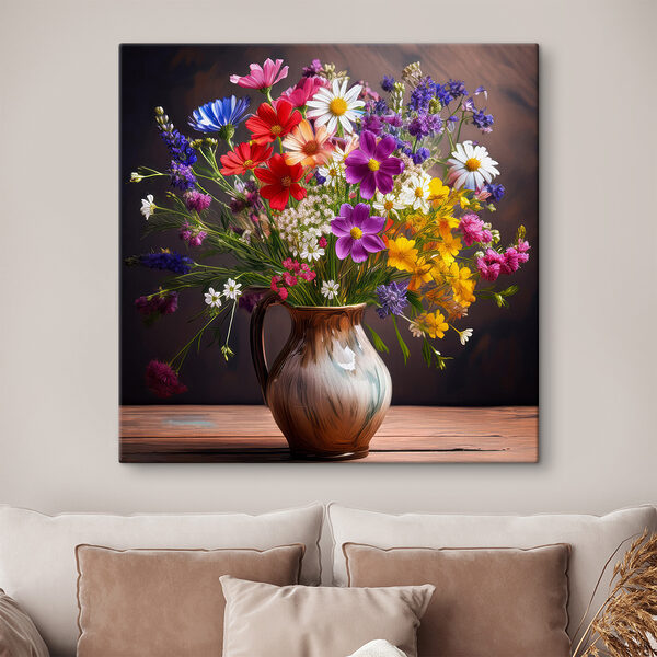 Vaas met bloemen op een tafel Vaas met bloemen op een tafel