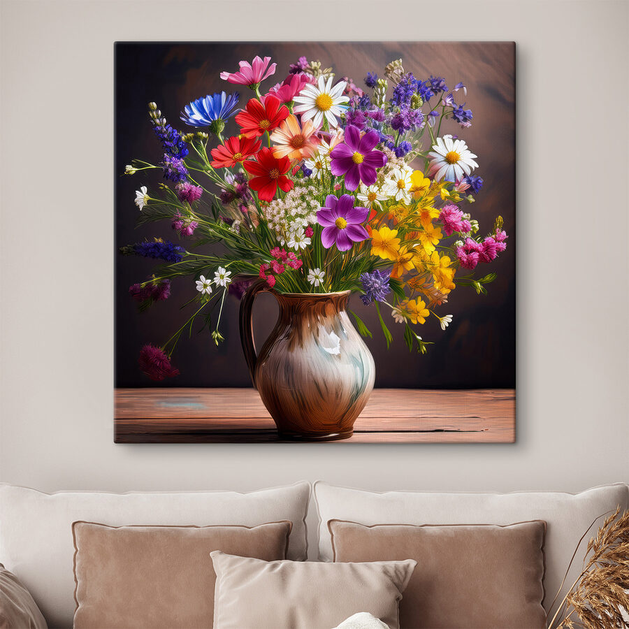 Vaas met bloemen op een tafel