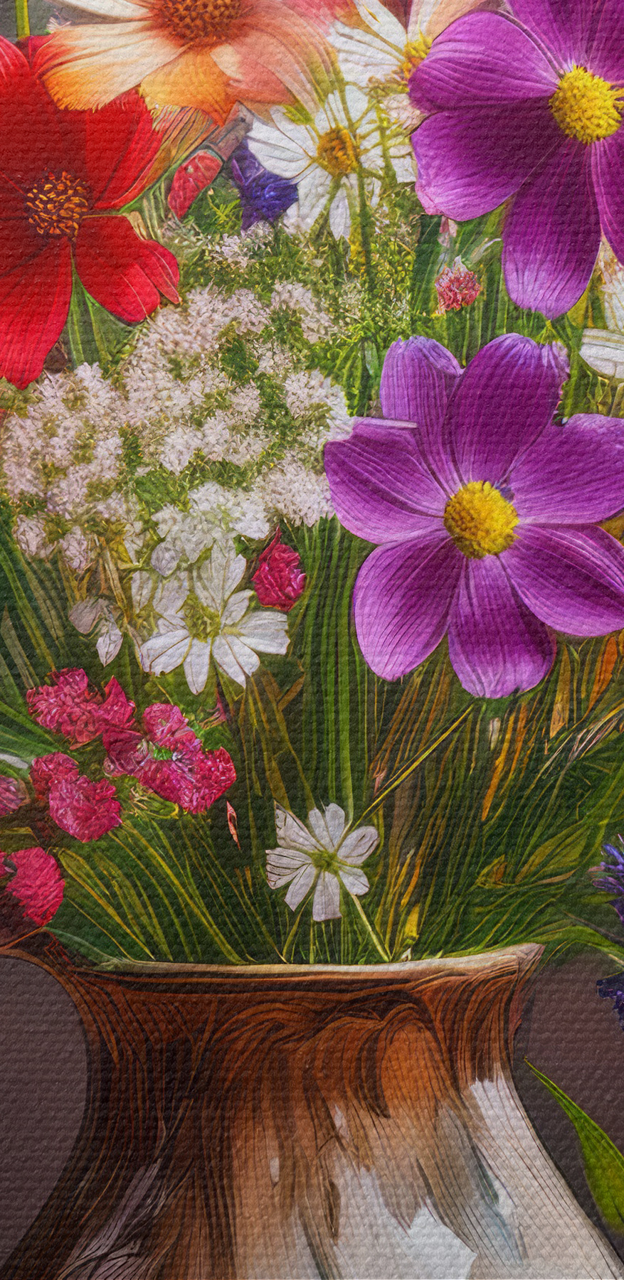 Vaas met bloemen op een tafel