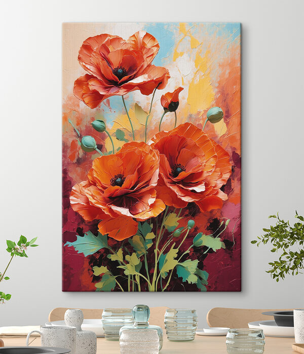 Schilderij van rode bloemen Schilderij van rode bloemen