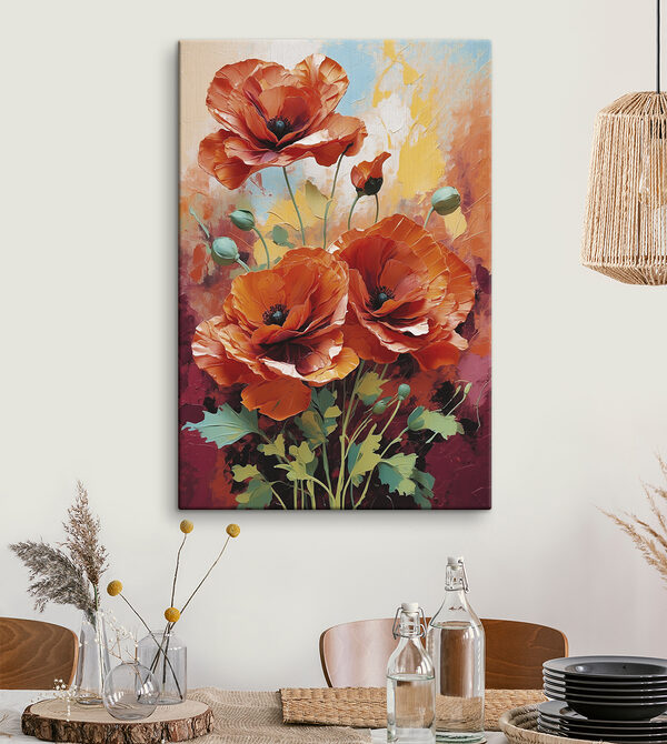 Schilderij van rode bloemen Schilderij van rode bloemen